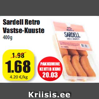 Allahindlus - Sardell Retro Vastse-Kuuste 400g