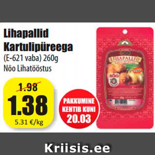 Allahindlus - Lihapallid Kartulipüreega