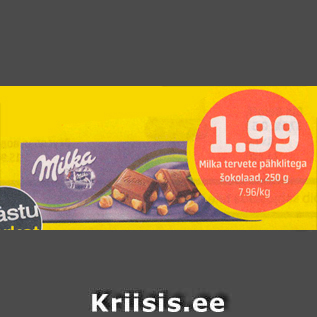 Allahindlus - Milka tervete pähklitega šokolaad, 250 g