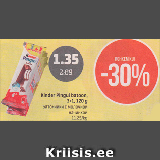 Allahindlus - Kinder Pingui batoon, 3+1, 120 g