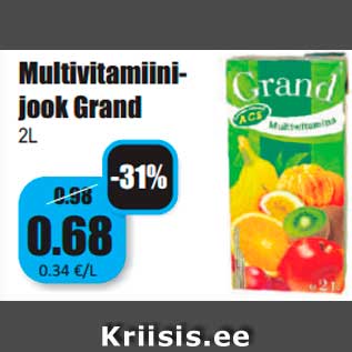 Allahindlus - Multivitamiinijook Grand 2 l