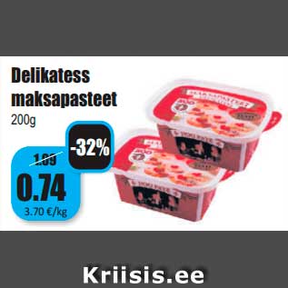 Allahindlus - Delikatess maksapasteet 200g