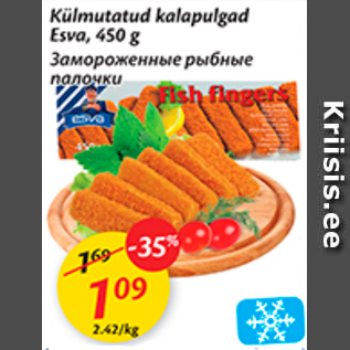 Allahindlus - Külmutatud kalapulgad Esva, 450 g