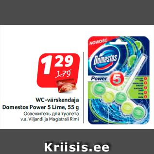 Allahindlus - WC-värskendaja Domestos Power 5 Lime, 55 g