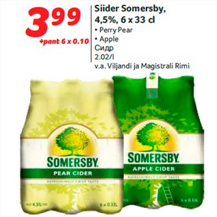 Allahindlus - Siider Somersby, 4,5%, 6 x 33 cl