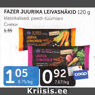 Allahindlus - FAZER JUURIKA LEIVASNÄKID 120 G