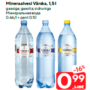 Allahindlus - Mineraalvesi Värska, 1,5 l