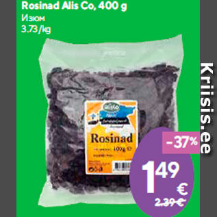 Allahindlus - Rosinad Alis Co, 400 g