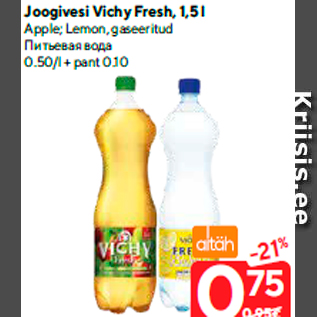 Allahindlus - Joogivesi Vichy Fresh, 1,5 l