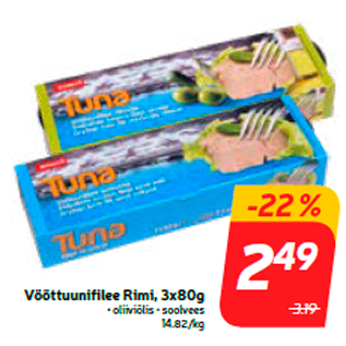 Allahindlus - Vööttuunifilee Rimi, 3x80g