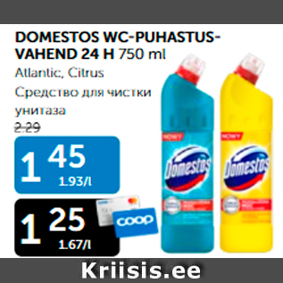 Allahindlus - DOMESTOS WC-PUHASTUSVAHEND 24 H 750 ml