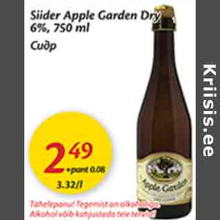 Allahindlus - Siider Apple Garden Dry 6%, 750 ml