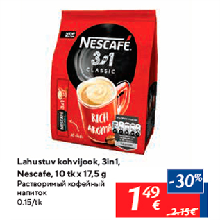 Allahindlus - Lahustuv kohvijook, 3in1, Nescafe, 10 tk x 17,5 g