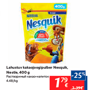 Allahindlus - Lahustuv kakaojoogipulber Nesquik, Nestle, 400 g