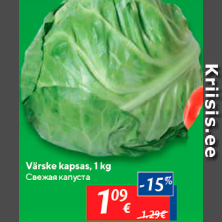 Allahindlus - Värske kapsas, 1 kg