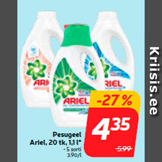 Allahindlus - Pesugeel Ariel, 20 tk, 1,1 l*