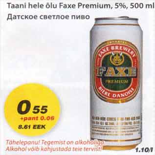 Allahindlus - Taani hele õlu Faxe Premium