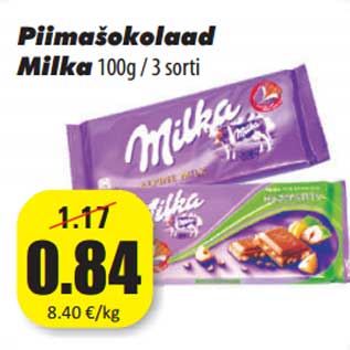 Allahindlus - Piimašokolaad Milka