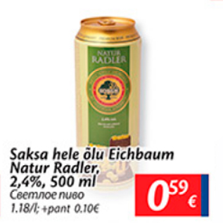 Allahindlus - Saksa hele õlu Eichbaum Natur Radler