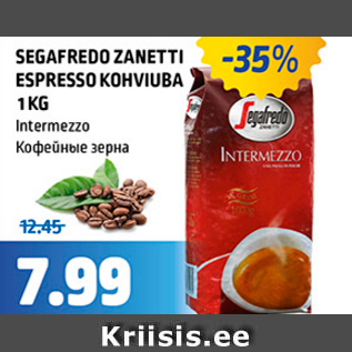 Allahindlus - SEGAFREDO ZANETTI ESPRESSO KOHVIUBA 1 KG