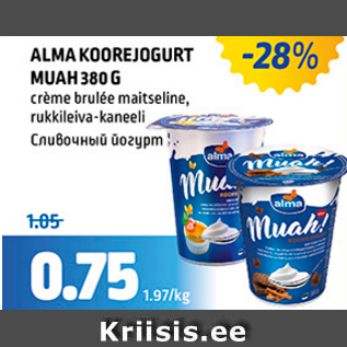 Allahindlus - ALMA KOOREJOGURT MUAH 380 G