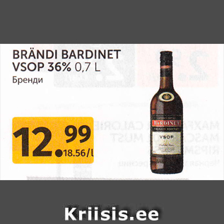 Allahindlus - BRÄNDI BARDINET VSOP 36% 0,7 L