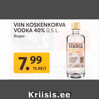 Allahindlus - VIIN KOSKENKORVA VODKA 40% 0,5 L