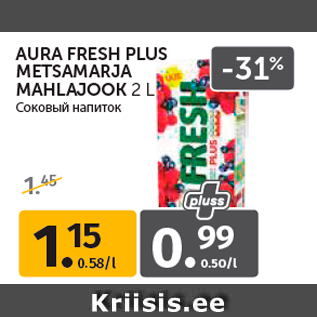 Allahindlus - AURA FRESH PLUS METSAMARJA MAHLAJOOK 2 L