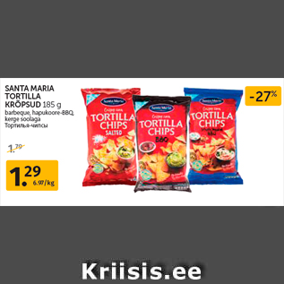 Allahindlus - SANTA MARIA TORTILLA KRÕPSUD 185 g