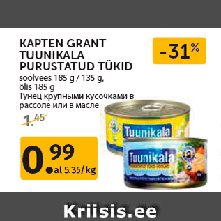 Allahindlus - KAPTEN GRANT TUUNIKALA PURUSTATUD TÜKID