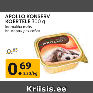 Allahindlus - APOLLO KONSERV KOERTELE 300 g