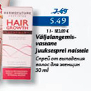 Allahindlus - Väljalangemisvastane juuksesprel naistele 30 ml