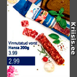 Allahindlus - Vinnutatud vorst Hansa 200 g