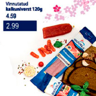 Allahindlus - Vinnutatud kalkunivorst 120 g