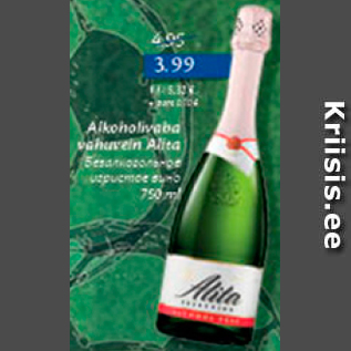 Allahindlus - Alkoholivaba vahuvein Alita 750 ml