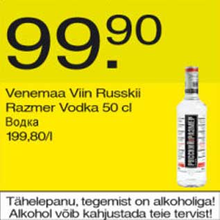 Allahindlus - Venemaa Viin Russkii Razmer Vodka