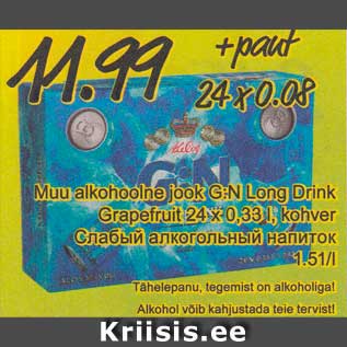 Allahindlus - Muu alkohoolne jook G:N Long Drink Grapefruit