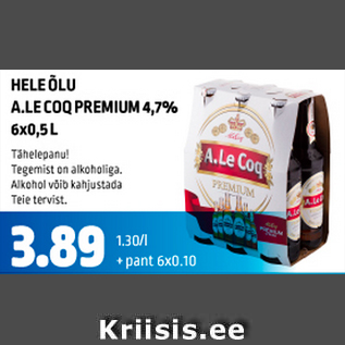 Allahindlus - HELE ÕLU A.LE COQ PREMIUM