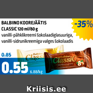 Allahindlus - BALBIINO KOOREJÄÄTIS CLASSIC 120 ml/80 g