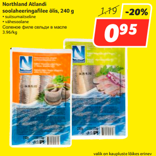 Allahindlus - Northland Atlandi soolaheeringafilee õlis, 240 g