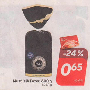 Allahindlus - Must leib Fazer, 600 g