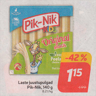 Allahindlus - Laste juustupulgad Pik-Nik, 140 g