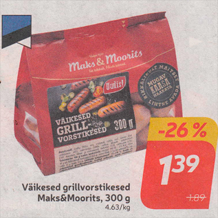 Allahindlus - Väikesed grillvorstikesed Maks&Moorits, 300 g