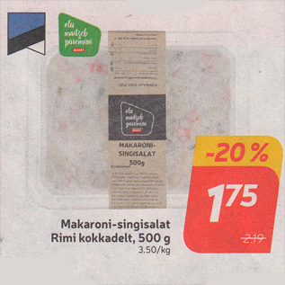 Allahindlus - Makaroni-singisalat Rimi kokkadelt, 500 g