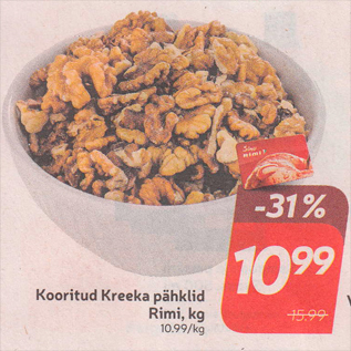 Allahindlus - Kooritud Kreeka pähklid Rimi, kg