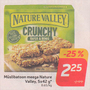 Allahindlus - Müslibatoon meega Nature Valley, 5x42 g*