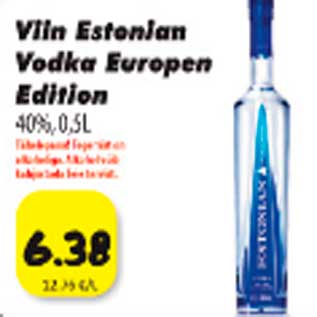 Allahindlus - Viin Estonian Vodka Europen Edition 40%, 0,5l