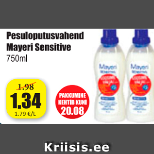 Allahindlus - Pesuloputusvahend Mayeri Sensitive 750 ml