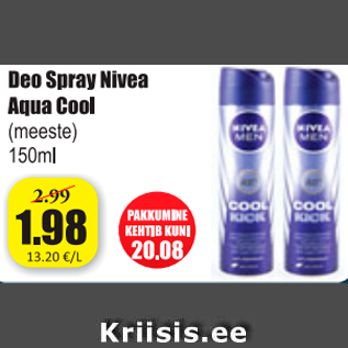 Allahindlus - Deo Spray Nivea Aqua Cool