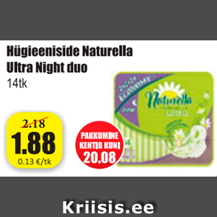 Allahindlus - Hügieeniside Naturella Ultra Night duo, 14 tk